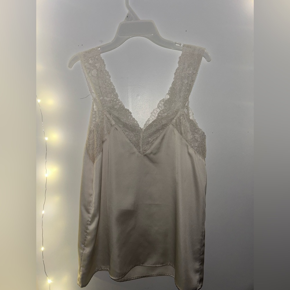 Vintage White Lace silky tank top women’s medium Express
